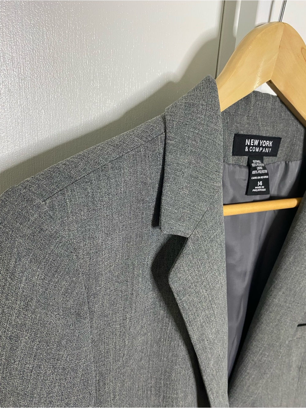 New York & Company | Y2K Grey/Gray One-Button Model Off-Duty Blazer Sz 14 - Picture 5 of 16